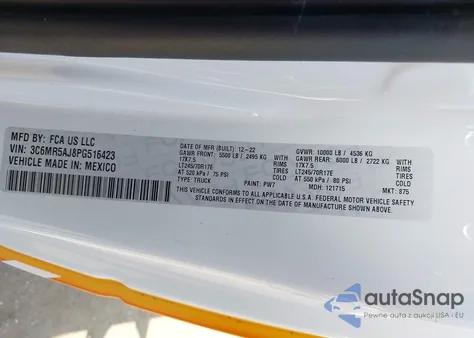 2023 Ram 2500 Tradesman 4X4 8' Box из США, поврежденный, VIN 3C6MR5AJ8PG516423